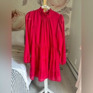 Franchesca’s  Trixxi Vibrant Red Kids Casual Dress Xl Swiss dot bright red